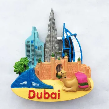 1STK Harpiks 3D Dubai, Burj Khalifa, der Sejler Hotel Atlantis køleskabsmagneter Turist-souvenir -