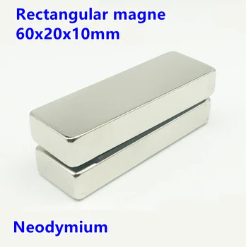 2/5Pcs 60 x 20 x 10mm N50 super sjældne jordarters permanent magnet, stærk blok neodym-magnet 60x20x10