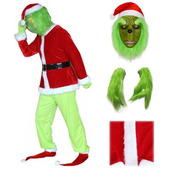 Jul grønne furry grinch cosplay kostume Egnet til festivaler, part spil, anime rolle-spiller, tilføje festlig stemning