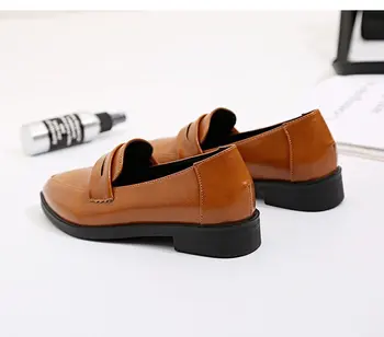 2020 Nye Efteråret Lejligheder Kvinder Sko Bowtie Loafers Patent Læder Elegant Lave Hæle Slip på Fodtøj Kvindelige Tyk Hæl Spidse Tå