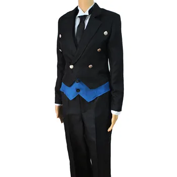 Black Butler Anime Cosplay Kuroshitsuji Sebastian Michaelis Cosplay Kostume Uniformer Frakke + Vest + Trøje + Bukser + Slips + Handsker