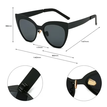 SHAUNA Mode Dobbelt Farve Metal Ramme Kvinder Cat Eye Solbriller UV400