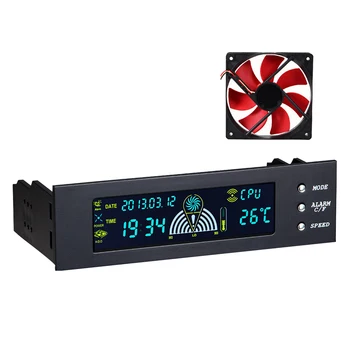 PC Optiske Drev Smule 5,25-tommers Fan Controller 3 blæserhastighed Temperatur Sensor Regulator Digitalt LCD-Display
