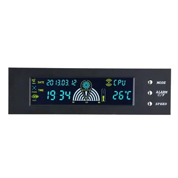 PC Optiske Drev Smule 5,25-tommers Fan Controller 3 blæserhastighed Temperatur Sensor Regulator Digitalt LCD-Display
