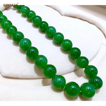 CYNSFJA Nye Real Sjældne Certificerede Natural Hetian Jasper Nefrit Jade Perle 10mm Jade Grøn Elegant Halskæde i Høj Kvalitet, den Bedste Gave