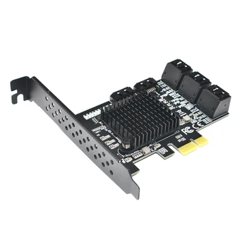 88SE9215 Chip 8 Ports SATA 3.0 PCIe-udvidelseskort PCI-Express SATA Adapter SATA 3 Converter med varmeveksler til HDD