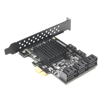 88SE9215 Chip 8 Ports SATA 3.0 PCIe-udvidelseskort PCI-Express SATA Adapter SATA 3 Converter med varmeveksler til HDD
