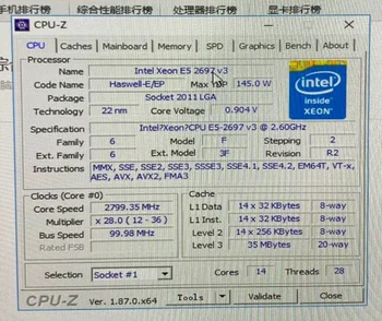 Original Intel Xeon OEM version E5 2697V3 CPU 14-core 2.60 GHZ 35MB 22nm E5-2697V3 LGA2011-3 gratis fragt