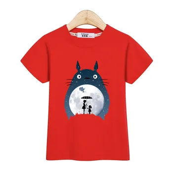 Pige Sommer Tees Toppe Søde Totoro Mønster Kids Tøj Tegnefilm kortærmet Drenge T-shirt, Bomuld, O-hals Børn Kjoler