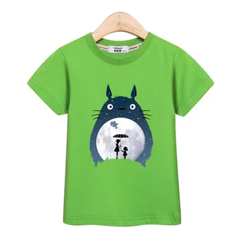 Pige Sommer Tees Toppe Søde Totoro Mønster Kids Tøj Tegnefilm kortærmet Drenge T-shirt, Bomuld, O-hals Børn Kjoler