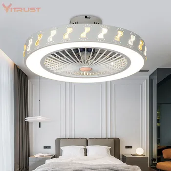 Mode minimalistisk loft ventilator med lampe, hjem Indendørs ventilator i loftet med Lys dæmpes, soveværelse fan lampe 110V/220V