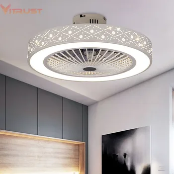 Mode minimalistisk loft ventilator med lampe, hjem Indendørs ventilator i loftet med Lys dæmpes, soveværelse fan lampe 110V/220V