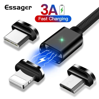 Essager Magnetiske Mikro-USB-Kabel Til iPhone, Samsung Hurtig Opladning Data Ledning Ledning, en Magnet Oplader, USB Type C Mobiltelefon Kabel