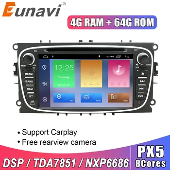 Eunavi 2 Din Android10 Octa 8 Core Bil-Radio, DVD-Afspiller GPS For FORD Focus 2 II Mondeo S-MAX C-MAX, Galaxy Mms-4G 64GB