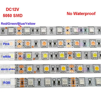 5m DC12V 5050 SMD 60LEDs/m Led Strip Hvid/Varm Hvid/Rød/Grøn/Gul/Blå/Pink/RGB/UV/RGBW/RGBWW Fleksibel led bånd