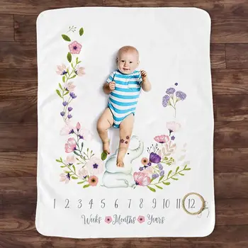Baby Månedlige Rekord Vækst Milepæl Tæppe Dyr Mønster Fotografering Rekvisitter