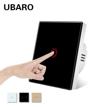 UBARO EU/UK Hærdet Krystal Glas Panel Wall Light Touch Tænd/Sluk Lichtschalter Magt Sensoriske Hjem Skifter 3 Bande 220V