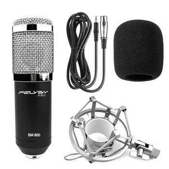 FELYBY BM 800 kondensator mikrofon med lydkort og webcam til computeren studie indspilning karaoke 800 mic