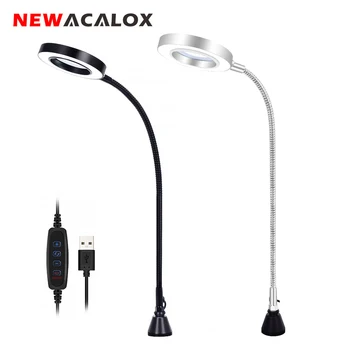NEWACALOX USB-Stærk Magnetisk 3X lup LED-Lys Lyser Forstørrelse Fleksibel Arm for at Læse Workbench Lodning
