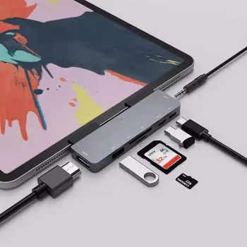USB-C-HUB til iPad pro 2018 USB Type C til HDMI PD USB 3.0-SD-TF Kort Læser 3.5 mm Hovedtelefon Jack adapter til Macbook Pro Air