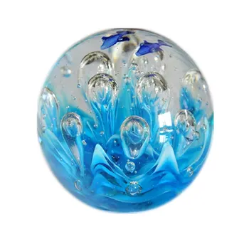 90mm Crystal Ocean Bubble Ball Glas Bolden Figurer, Ornamenter Fisk Tank Landskabspleje Boshan Håndlavet Glas Indretning Håndværk