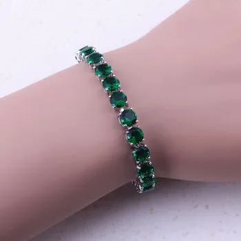 Storslåede Grønne Skabt Emerald Sølv Forgyldt Farve Kvinder Mode Charme Armbånd Part, Trendy Smykker Gratis Gaveæske D0050