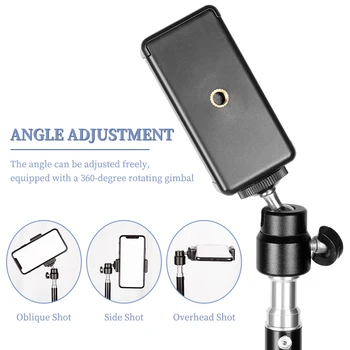 1/4 Skrue Hovedet Selfie Stick Udvides Stativ Stativ Stativ med Bluetooth-Fjernbetjening til Digital Kamera Telefon, Heavy Duty Aluminium