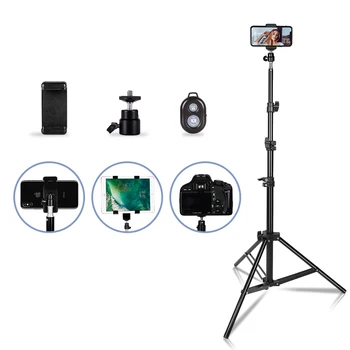 1/4 Skrue Hovedet Selfie Stick Udvides Stativ Stativ Stativ med Bluetooth-Fjernbetjening til Digital Kamera Telefon, Heavy Duty Aluminium