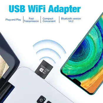 USB-WiFi-Adapter 600 Mbps Plug And Play-Dual Band Mini Wireless Network Adapter WiFi Dongle Til Windows, Mac OS PC Desktop, Laptop