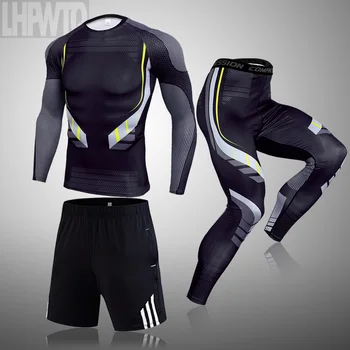 Mænds tøj kompression mænd t-shirt leggings rashgard kit Sportstøj top til fitness mand træningsdragt termisk undertøj base