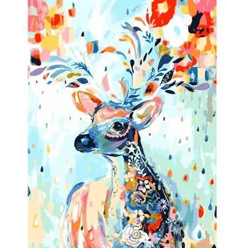Maleri Af Numre DIY Dropshipping 40x50 50x65cm søde Søde farverige fawn Dyr Lærred Bryllup Dekoration Kunst billedet Gave