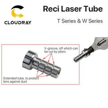 Cloudray Reci W1/T1 75W CO2-Laser Rør Træ Tilfælde pakbokstætning Dia. 80mm/ 65mm for CO2-Laser Gravering skæremaskine