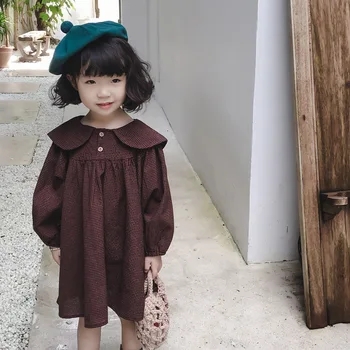 Gooporson Efteråret Børn Kjoler for Piger Mode Ternet langærmet Prinsesse Kjole Sød koreanske Små Børn Kostume Vestidos