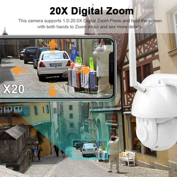 20X Zoom, Vandtæt WiFi Pan/Tilt 1080P HD IP-IR-Kamera Fuld Farve Night Vision PTZ Kamera Overvågning IP-Kamera