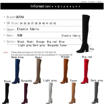 QUTAA 2020 Kvinder Over knæhøje Støvler Mode Alle Match Spids Tå Vinter Sko Elegante Alle Match Kvinder Støvler Størrelsen 34-43