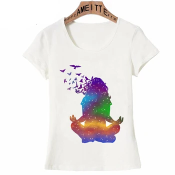 Populære Yo ga Stille Om Chakraer Mindfulness Meditation, Zen-Kunst T-Shirt til Sommeren Kvinder t-shirt Afslappet Pige, Toppe, Mode Tees Kvinde