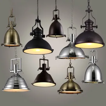 Industrien Metaller Glans Vedhæng Lys Lampe Vintage Loft Amerikanske Hanglamp Land Restaurant Tung Industriel Belysning Fastholdelsesanordningen