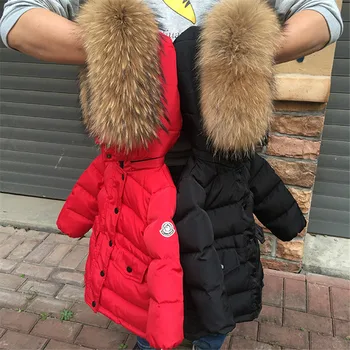 2020 Piger Vinter Frakker Ægte Pels Hætteklædte Baby Drenge Jakker Hvid Duck Ned Varm Børn Outrewear Fashion Børnene Sne Tøj