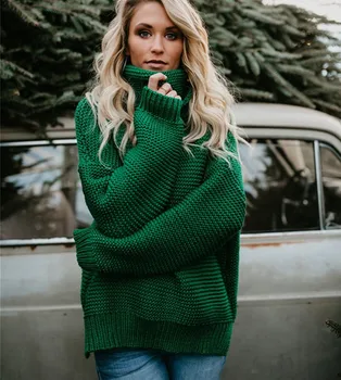 2018 Efterår Og Vinter Kvinder Sweater Solid Farve Løs Rullekrave, Pullovere Kvindelige Lange Ærmer Casual Trøjer 6 Farve-5 Størrelse
