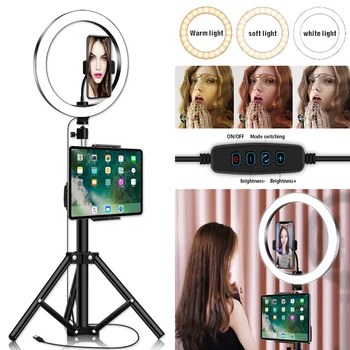 10 tommer LED-Ringen Lys med Tablet telefonholder, Trefod Foto Fotografering, Videooptagelse Makeup Selfie Ring Lys Til iPad