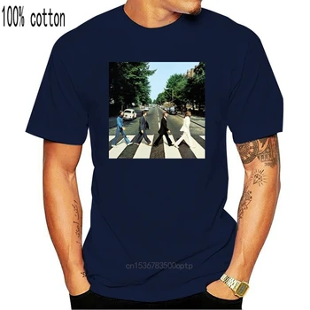 Kort Bomuld O-Neck Herre Abbey Road Albummet Cover Sort T-Shirt