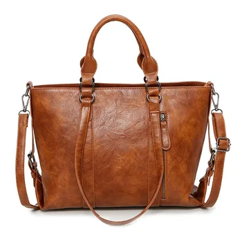 Retro større kapacitet skulder tasker Vintage kvinder læder håndtaske luksus håndtasker, kvinder tasker designer kvindelige taske messenger taske