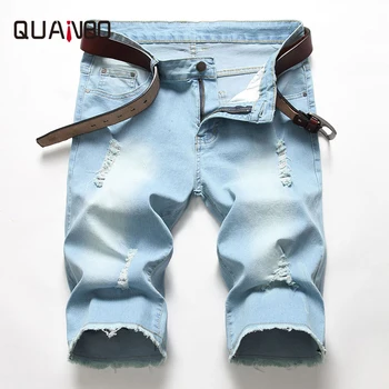 QUANBO 2020 Sommeren Nye Mænd Stretch Short Jeans Mode Vintage Casual Slim Fit Denim Shorts af Høj Kvalitet Rippet Shorts 40 42