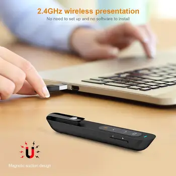 Wireless Presenter Doosl PowerPoint Klikkertræning Hyperlink Lydstyrke - 2.4 GHz-Presentation Remote med Rødt Lys