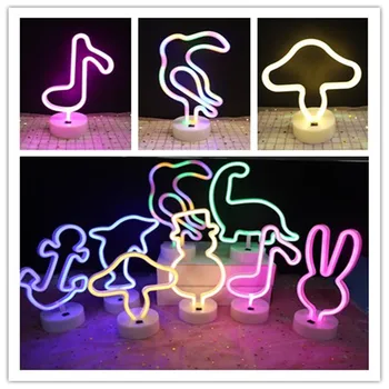 Julegave LED Neon Lys Kanin Snemand Svampe Tegnet Neon Lampe til Fest, Bryllup Soveværelse Home Decor Nat-Lampe USB/Batteri