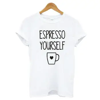 Mode Espresso Dig Selv Breve Udskrive Kvinder Tshirt Casual Hipster Short Sleeve Tee Shirt Femme Plus Size T-Shirt Kvinder Toppe