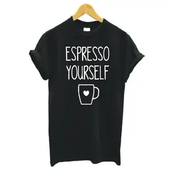 Mode Espresso Dig Selv Breve Udskrive Kvinder Tshirt Casual Hipster Short Sleeve Tee Shirt Femme Plus Size T-Shirt Kvinder Toppe