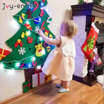 1 sæt 3D Følte juletræ Med 2m LED Lys Jul nytår Gave Natal Noel Børn Fordel Jul Pynt til Hjemmet