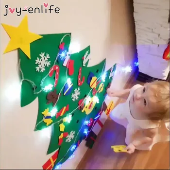1 sæt 3D Følte juletræ Med 2m LED Lys Jul nytår Gave Natal Noel Børn Fordel Jul Pynt til Hjemmet