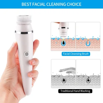 Facial Cleansing Børste 4-I-1 Elektrisk Silikone Ansigt Dyb Peeling Ren Hudorm Pore Remover Vandtæt Ansigt Skrubber-Massageapparat